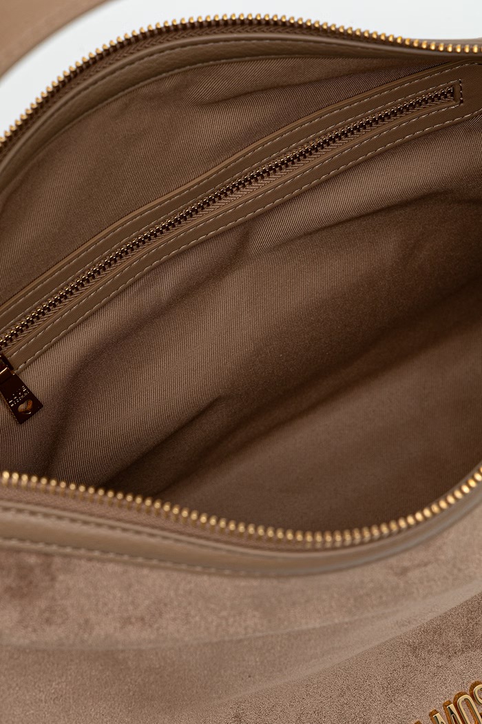 Love Moschino torebka hobo damska z imitacji zamszu JC4090PP1PLD110A beżowy