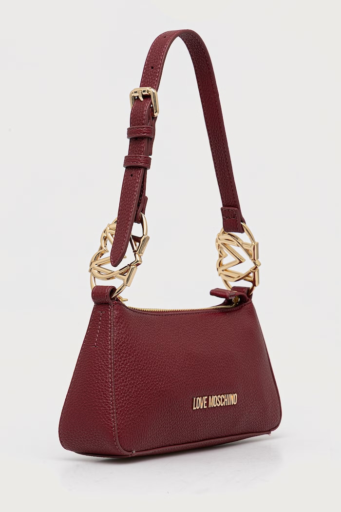 Love Moschino torebka bagietka damska z imitacji skóry JC4007PP1PLB0552 bordowy AW26