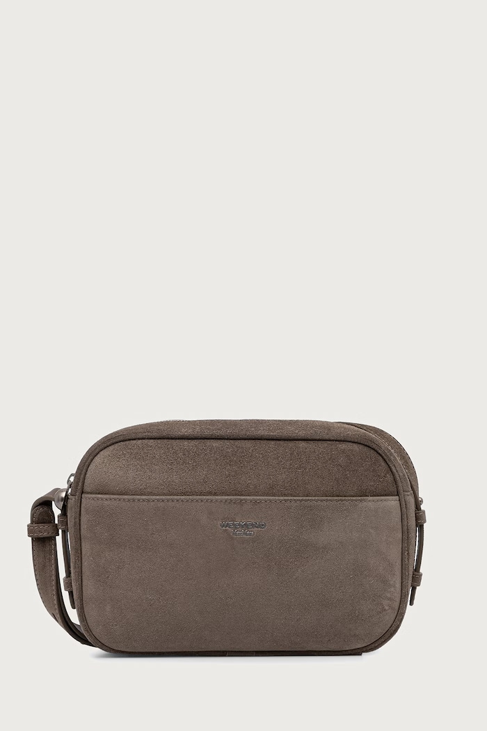 Weekend Max Mara Torebka crossbody damska zamszowa WKAPOTENZA szary 2625516185600