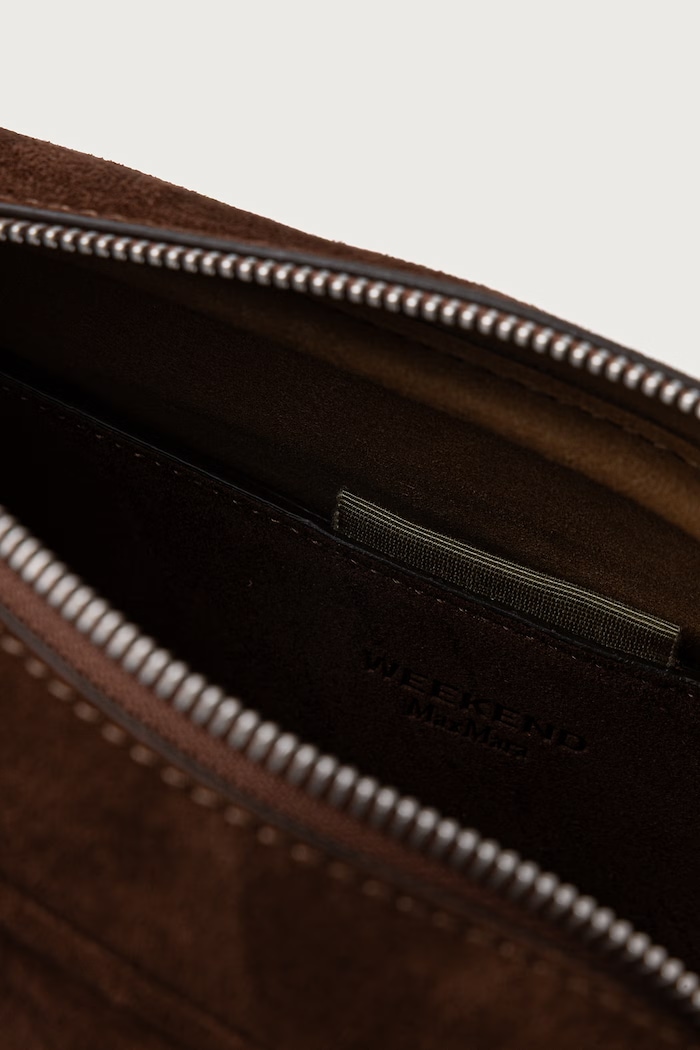 Torebka crossbody damska zamszowa WKAPOTENZA Weekend Max Mara brązowy 2625516185600