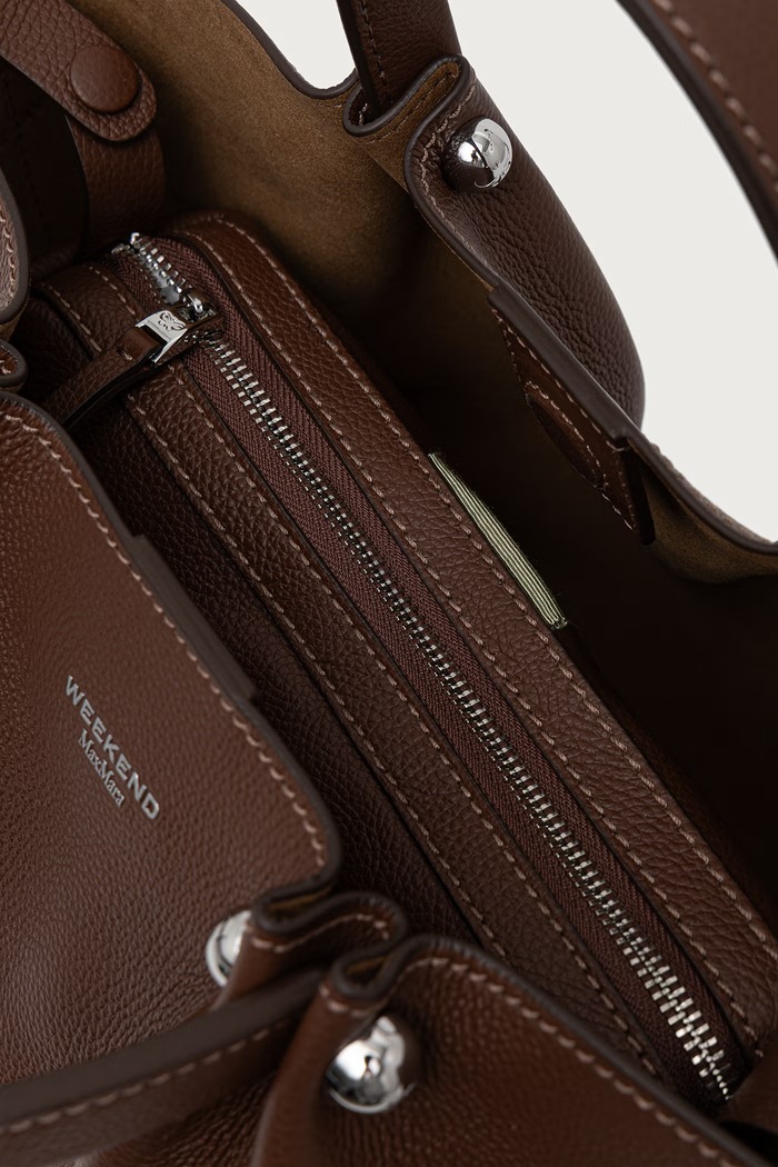 Torebka shopper damska skórzana WKADRITTO Weekend Max Mara brązowy 2625516135600