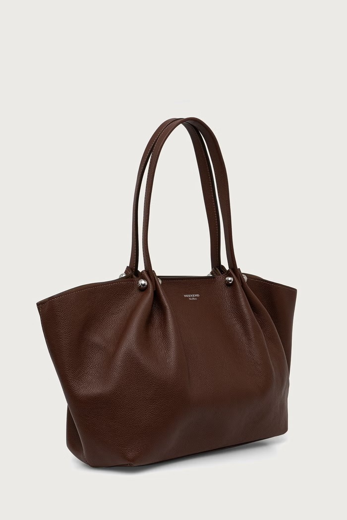 Weekend Max Mara Torebka shopper damska skórzana WKASATIRA 2625516125600 brązowy AW26