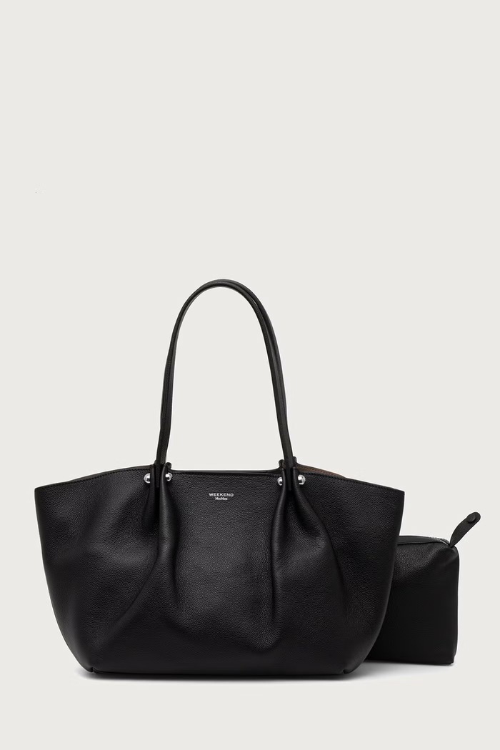 Weekend Max Mara Torebka shopper damska skórzana WKASATIRA czarny 2625516125600