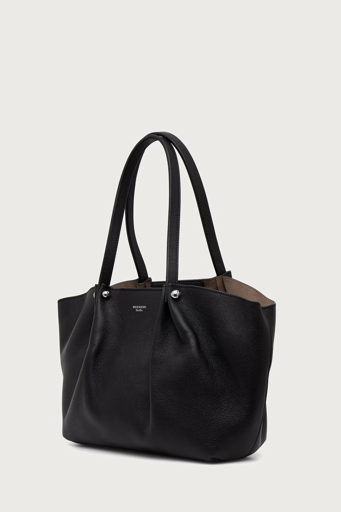 Weekend Max Mara Torebka shopper damska skórzana WKASATIRA 2625516125600 czarny AW26