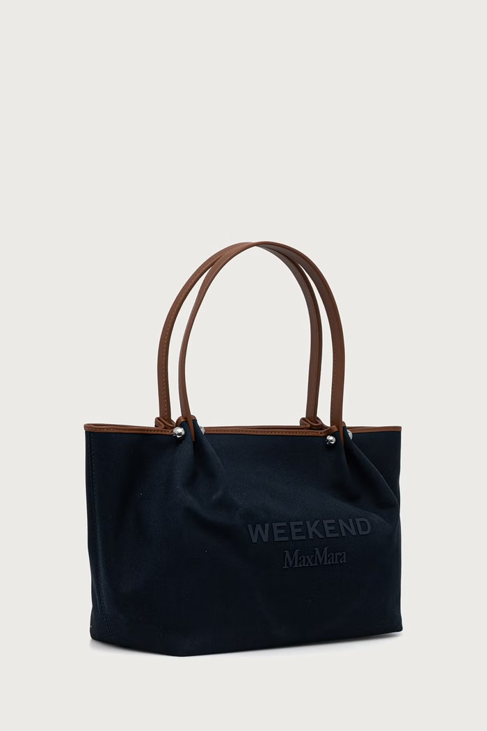 Weekend Max Mara Torebka shopper damska bawełniana WKAGETTO 2625516115600 granatowy AW26
