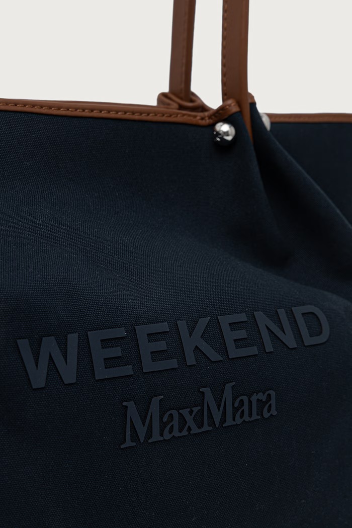 Torebka shopper damska bawełniana WKAGETTO Weekend Max Mara 2625516115600 granatowy