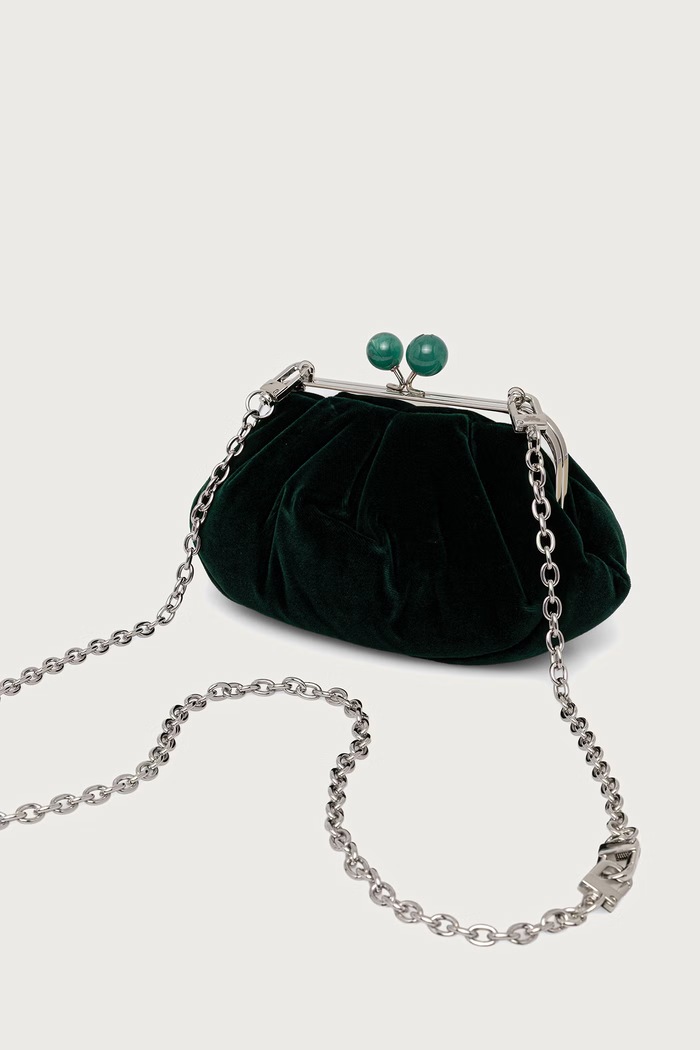 Akcesoria Weekend Max Mara Torebka crossbody damska welurowa WKAGIOCHI 2625516055600 zielony