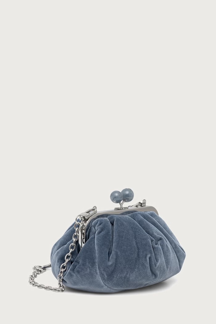 Weekend Max Mara Torebka crossbody damska welurowa WKAGIOCHI 2625516055600 niebieski AW26