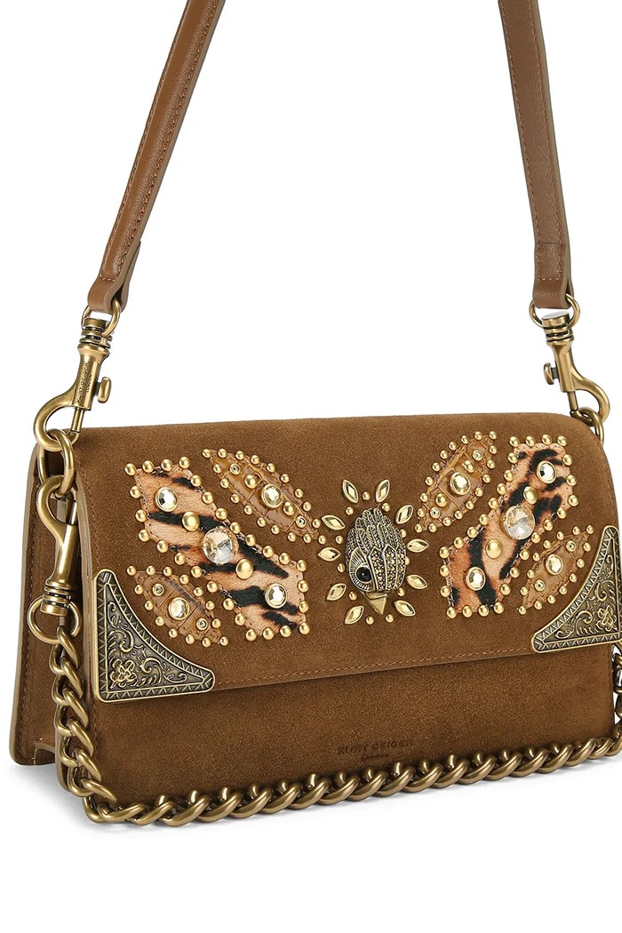 Kurt Geiger London torebka damska zamszowa SLOANE 5839236219 brązowy AW26
