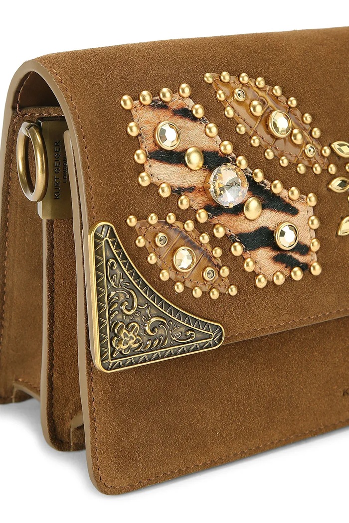 Kurt Geiger London torebka damska zamszowa SLOANE brązowy 5839236219