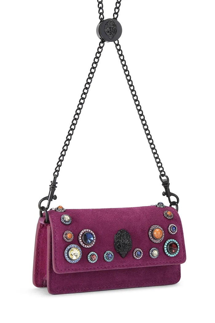 Kurt Geiger London torebka crossbody damska zamszowa SHOREDITCH 5832390209 fioletowy AW26