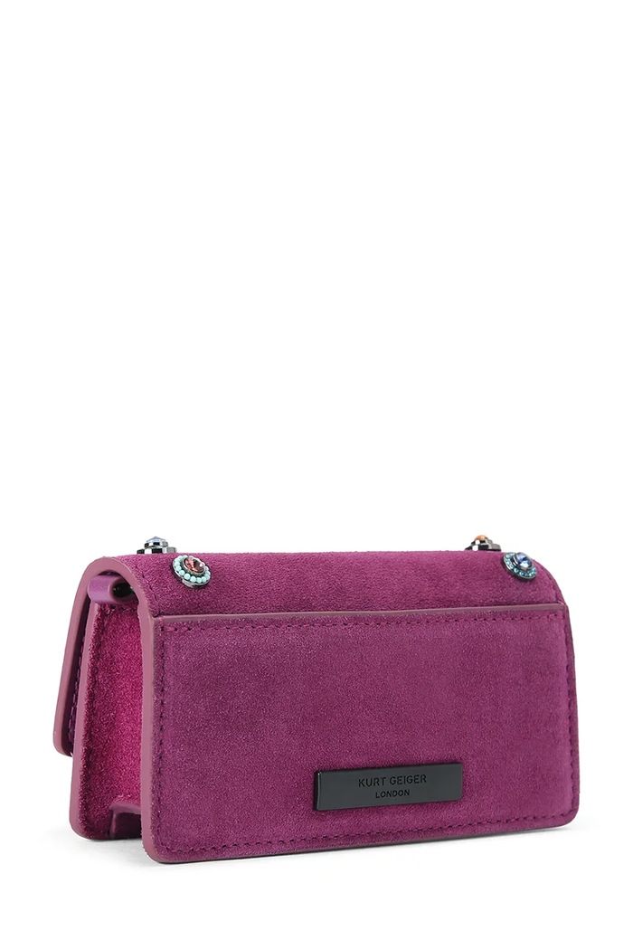 Akcesoria Kurt Geiger London torebka crossbody damska zamszowa SHOREDITCH 5832390209 fioletowy