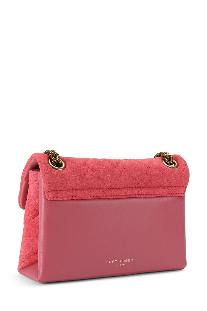 Akcesoria Kurt Geiger London torebka crossbody damska zamszowa KENSINGTON 5017357219 różowy