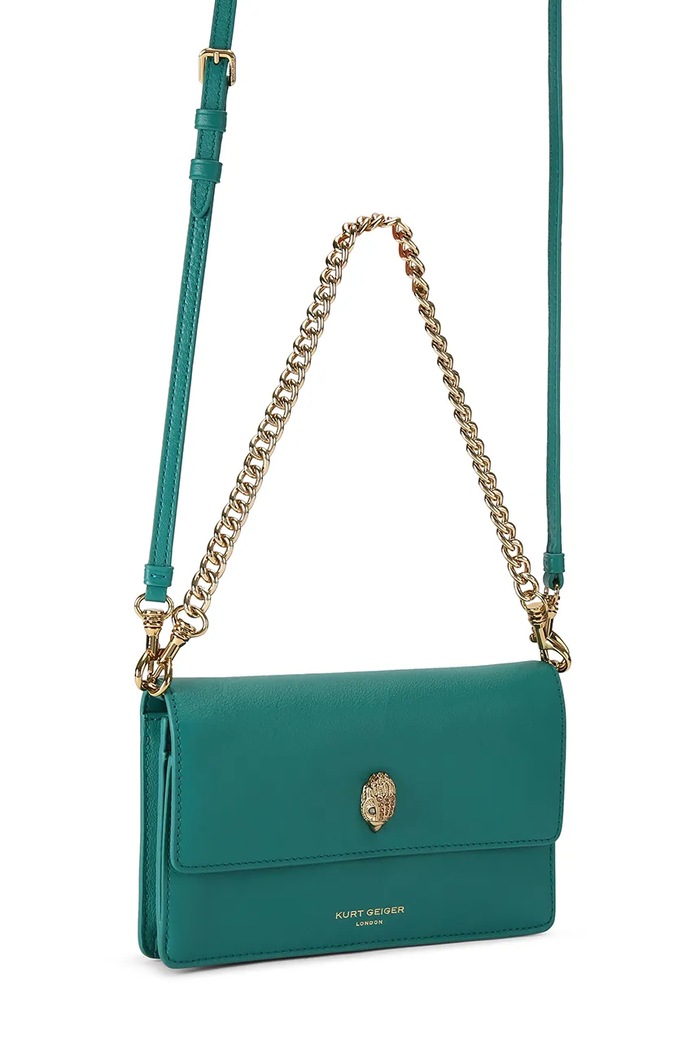 Kurt Geiger London torebka crossbody damska skórzana SLOANE 5832797109 turkusowy AW26