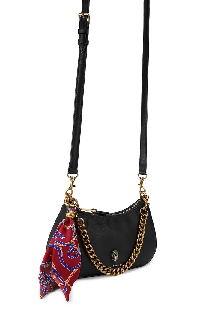 Kurt Geiger London torebka crossbody damska skórzana SLOANE HOBO 5849700109 czarny AW26
