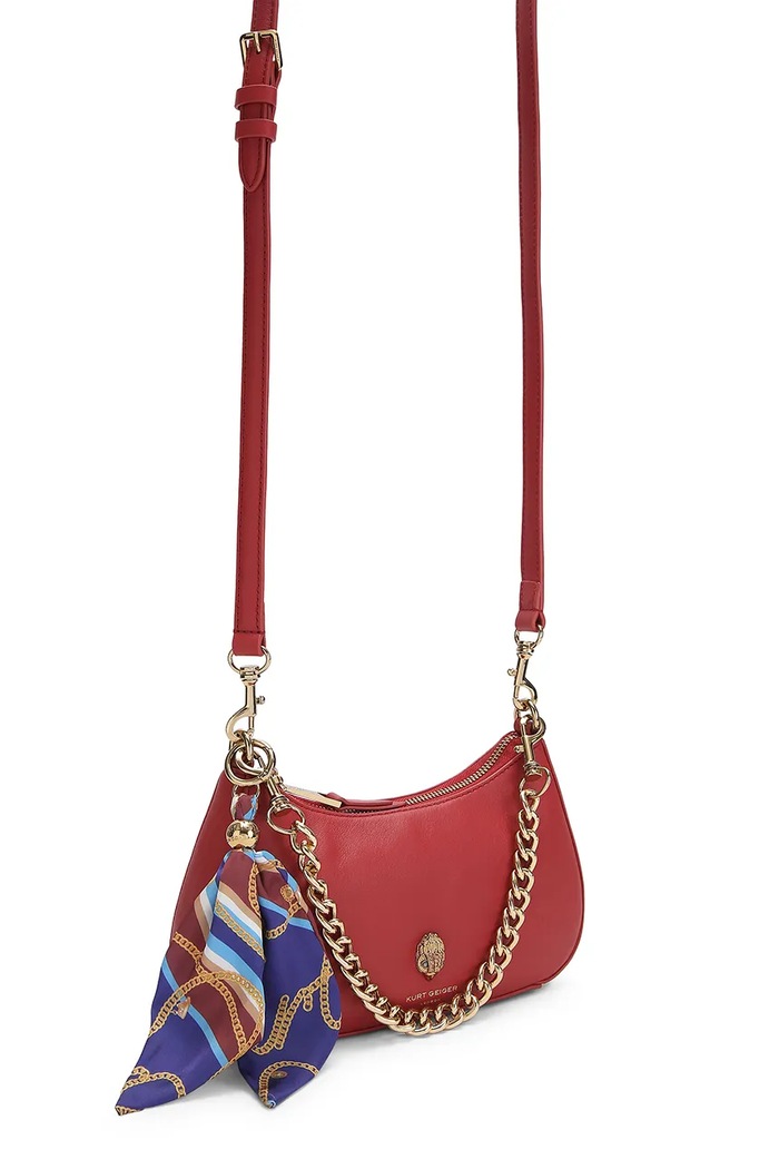 Kurt Geiger London torebka crossbody damska skórzana SLOANE HOBO 5849759109 czerwony AW26
