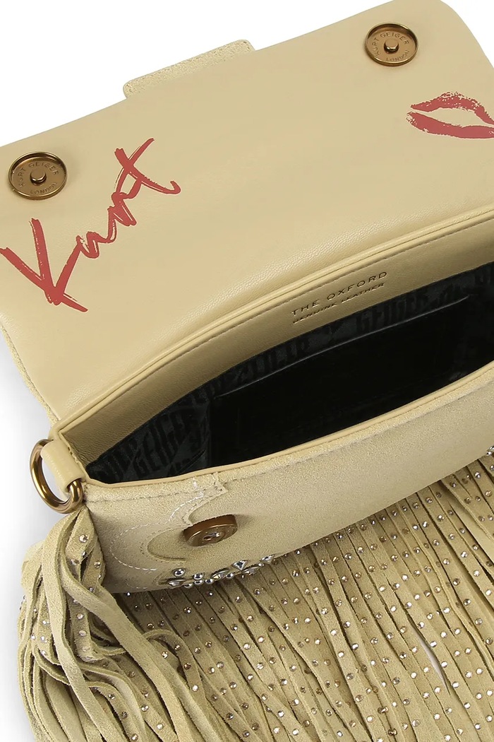 Kurt Geiger London torebka crossbody damska zamszowa OXFORD 5842949219 beżowy