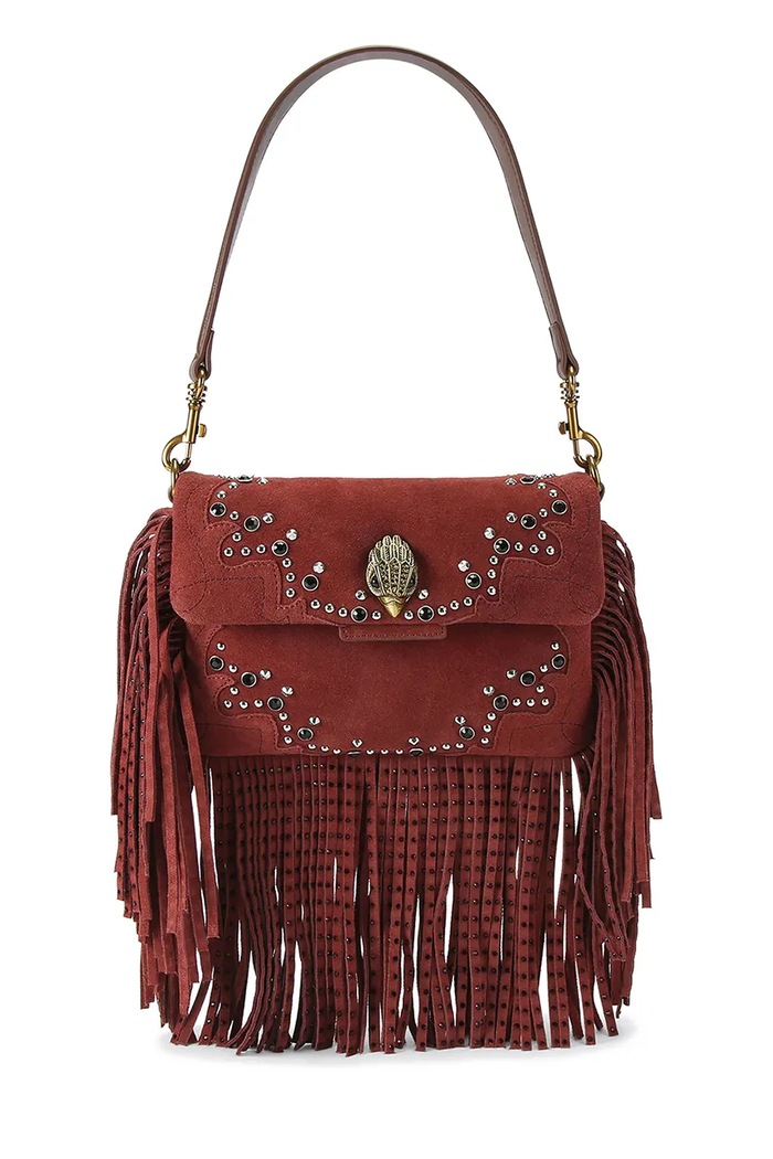 Kurt Geiger London torebka crossbody damska zamszowa OXFORD bordowy 5842954219