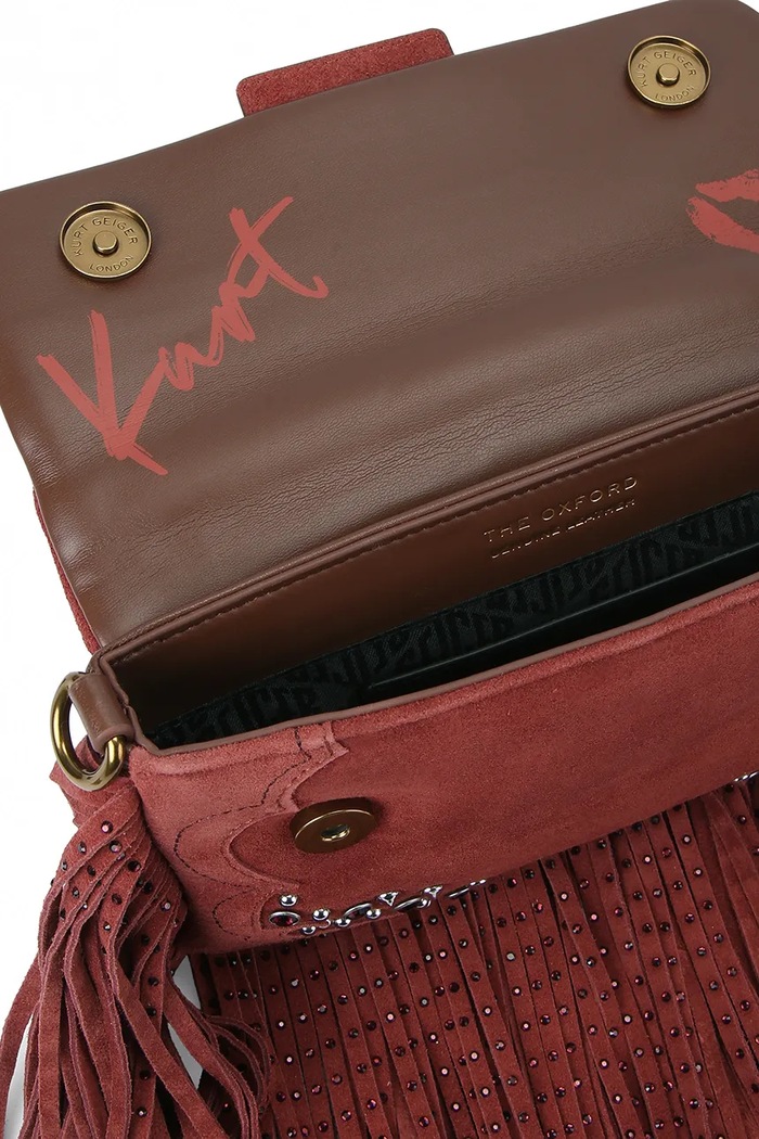 Kurt Geiger London torebka crossbody damska zamszowa OXFORD 5842954219 bordowy
