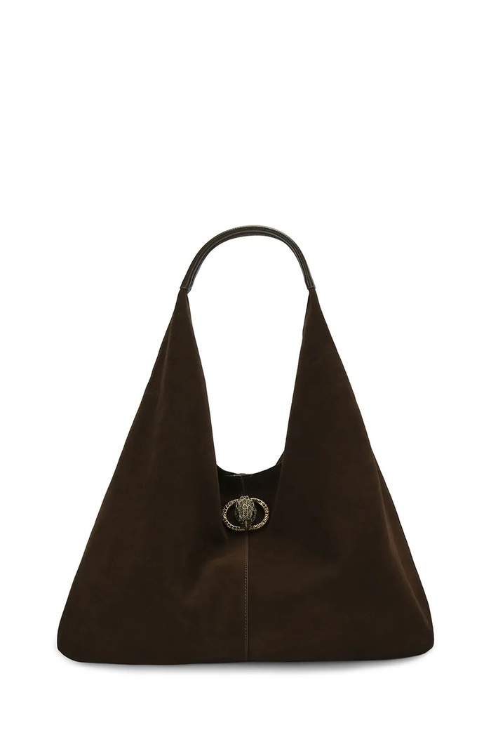 Kurt Geiger London torebka shopper damska zamszowa CHELSEA LG SLOUCH HOBO brązowy 5049731209