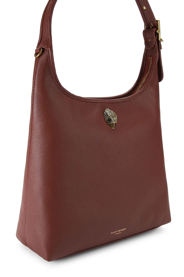 Kurt Geiger London torebka hobo damska skórzana 5586554109 bordowy AW26