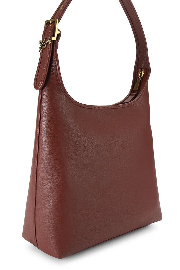 Akcesoria Kurt Geiger London torebka hobo damska skórzana 5586554109 bordowy