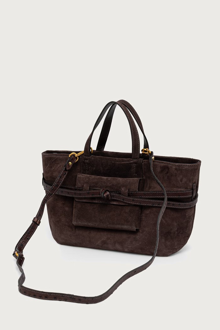 Akcesoria Gianni Chiarini Torebka shopper damska zamszowa BELTY BS.12695.CM.STEMU brązowy