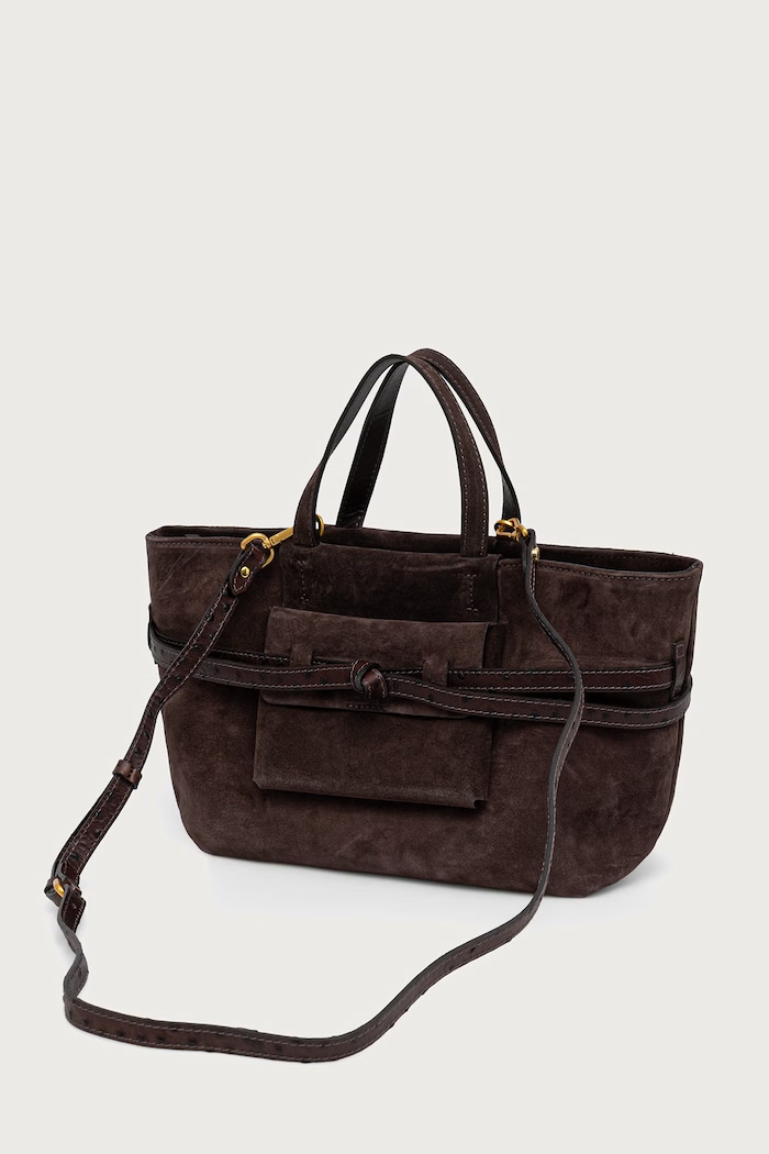 Akcesoria Gianni Chiarini Torebka shopper damska zamszowa BELTY BS.12695.CM.STEMU brązowy