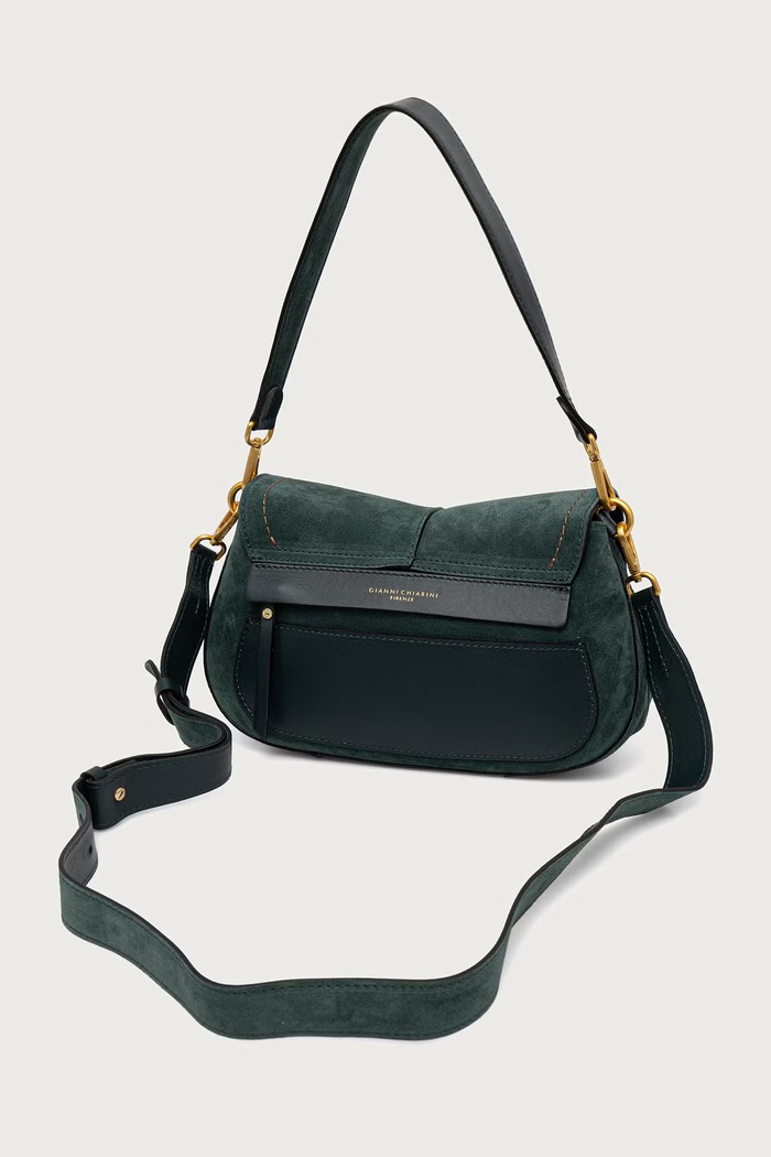 Akcesoria Gianni Chiarini torebka crossbody damska zamszowa HELENA ROUND BS.12618.CM.PL zielony