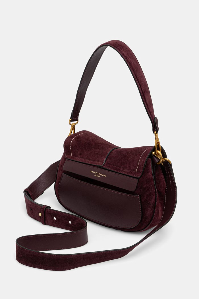 Akcesoria Gianni Chiarini torebka crossbody damska zamszowa HELENA ROUND BS.12618.CM.PL bordowy