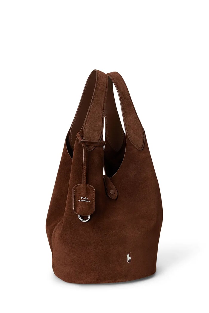 Akcesoria Polo Ralph Lauren torebka shopper damska zamszowa 428P23824 brązowy