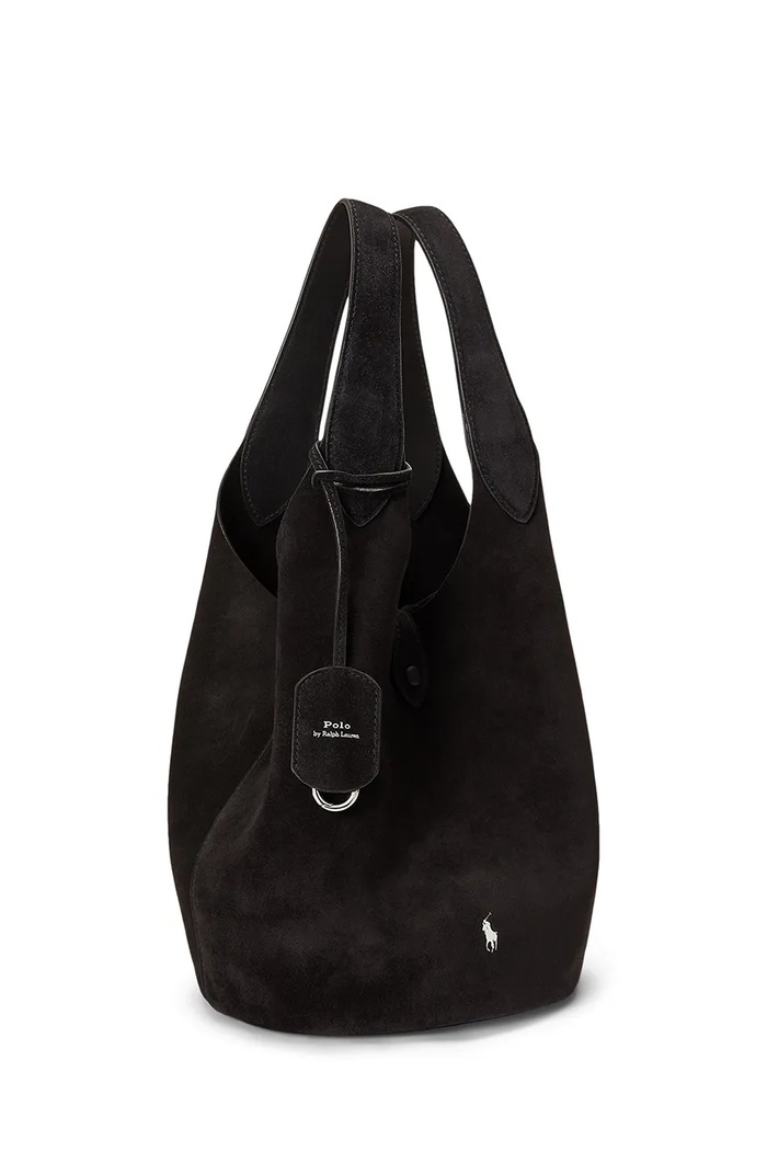 Polo Ralph Lauren Geantă shopper pentru femei din piele întoarsă 428P23824 negru AW26