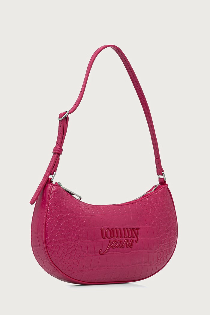 Tommy Jeans torebka hobo damska z imitacji skóry AW0AW19156 różowy AW26
