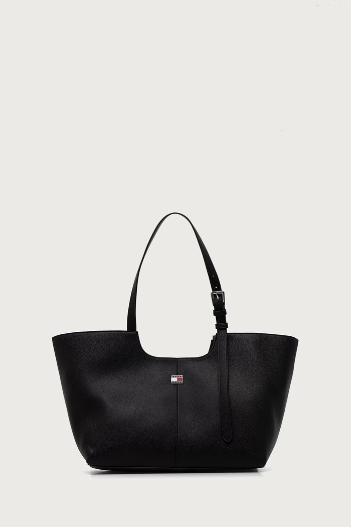 Tommy Jeans Shopper torba za žene od imitacije kože crna AW0AW19064