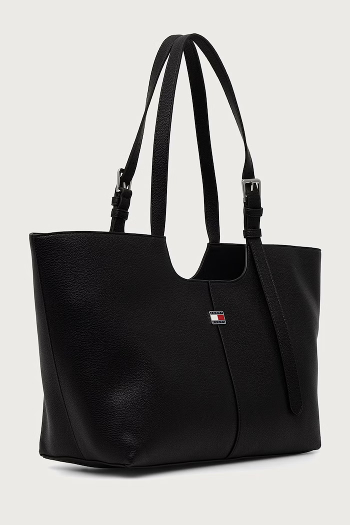 Tommy Jeans Shopper torba za žene od imitacije kože AW0AW19064 crna AW26