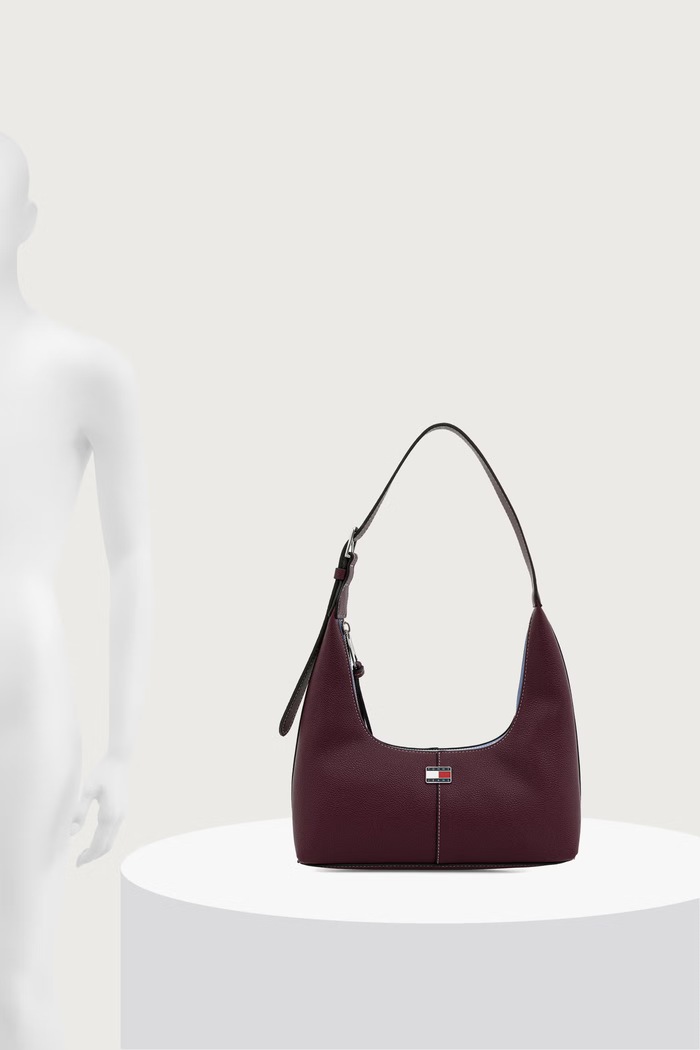 Torebka hobo damska z imitacji skóry Tommy Jeans bordowy AW0AW19059