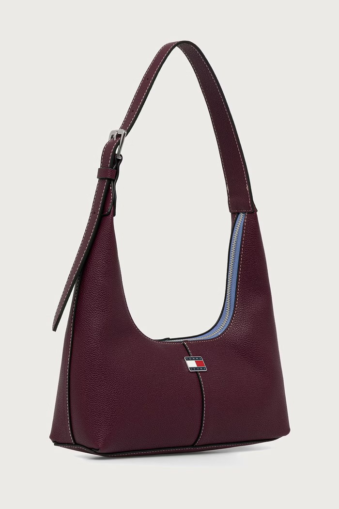 Tommy Jeans Torebka hobo damska z imitacji skóry AW0AW19059 bordowy AW26