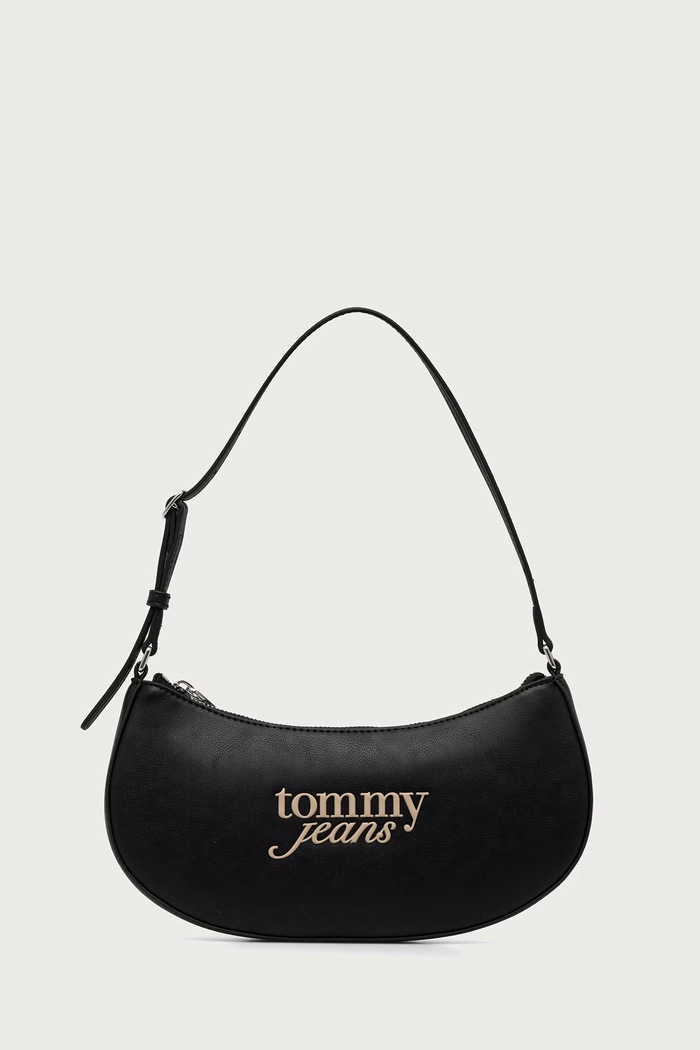 Tommy Jeans torebka rogal damska z imitacji skóry czarny AW0AW19047