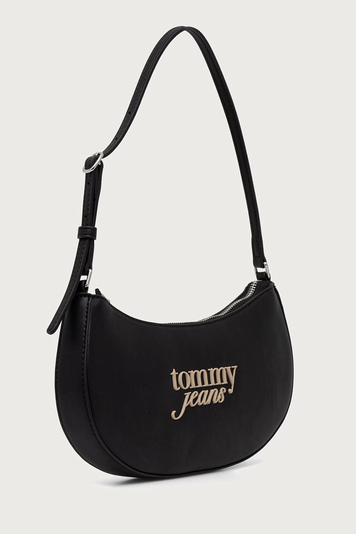 Tommy Jeans torebka rogal damska z imitacji skóry AW0AW19047 czarny AW26