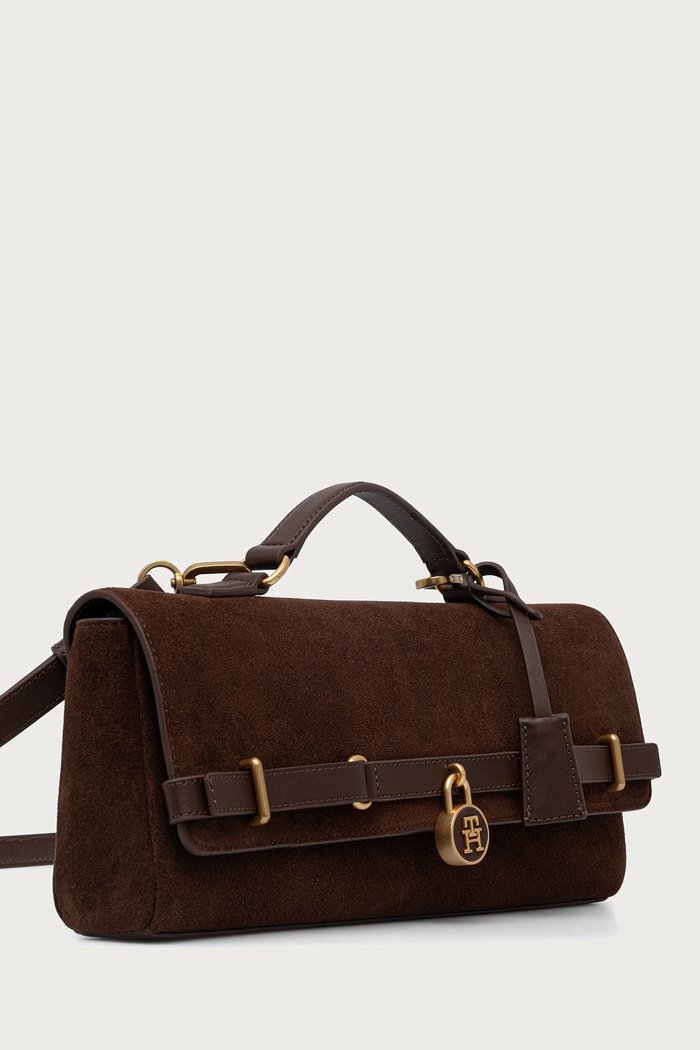 Tommy Hilfiger torebka crossbody damska zamszowa AW0AW19515 brązowy AW26