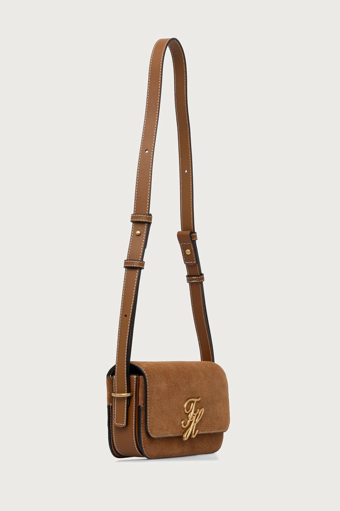 Tommy Hilfiger Чанта crossbody дамска от велур AW0AW19326 кафяв AW26