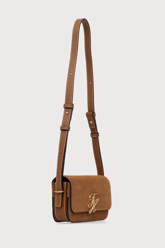 Tommy Hilfiger Чанта crossbody дамска от велур AW0AW19326 кафяв AW26