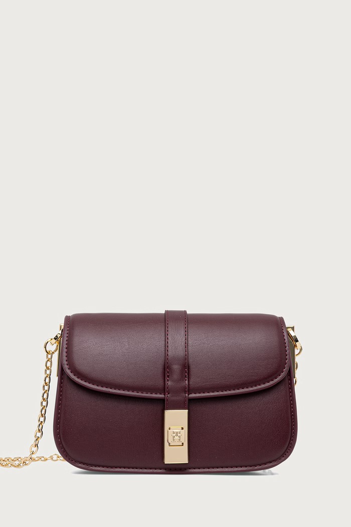 Tommy Hilfiger чанта crossbody дамска от имитация на кожа бордо AW0AW19319