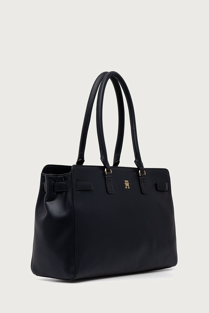 Tommy Hilfiger torebka shopper damska z imitacji skóry AW0AW19317 granatowy AW26