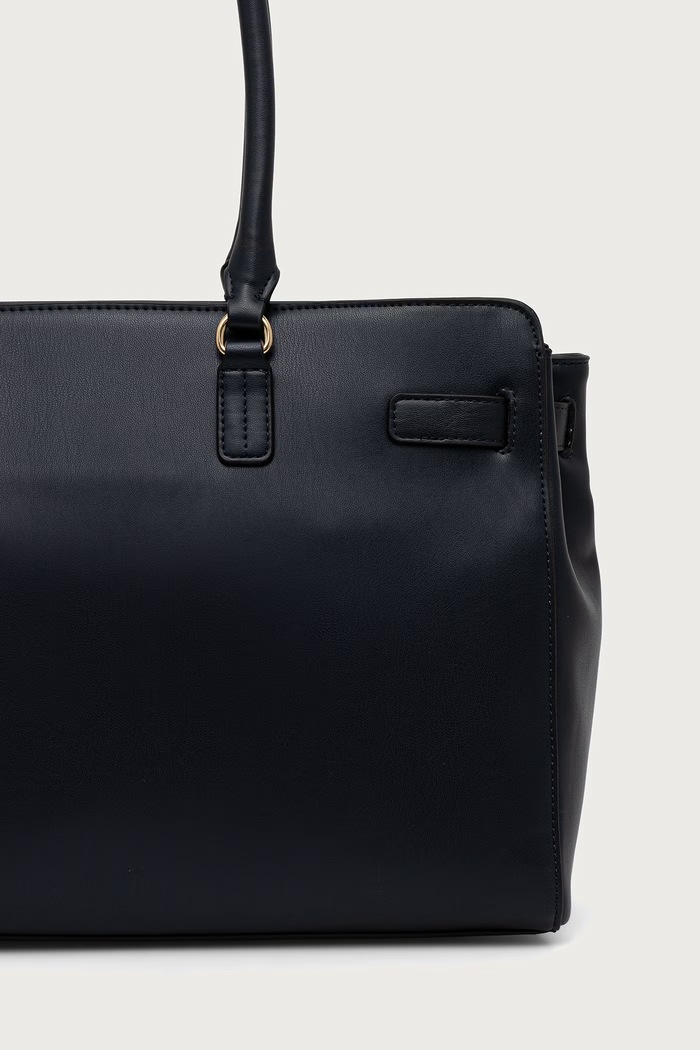 Akcesoria Tommy Hilfiger torebka shopper damska z imitacji skóry AW0AW19317 granatowy