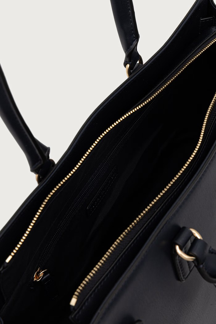 Tommy Hilfiger torebka shopper damska z imitacji skóry AW0AW19317 granatowy