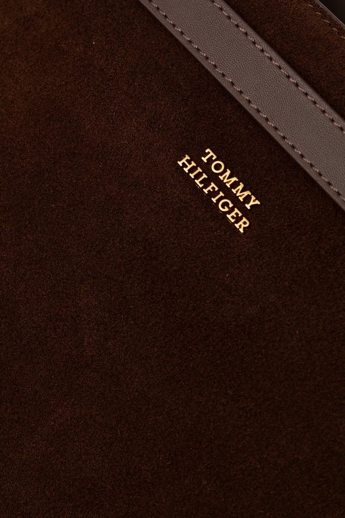 Tommy Hilfiger torebka tote damska zamszowa brązowy AW0AW19216