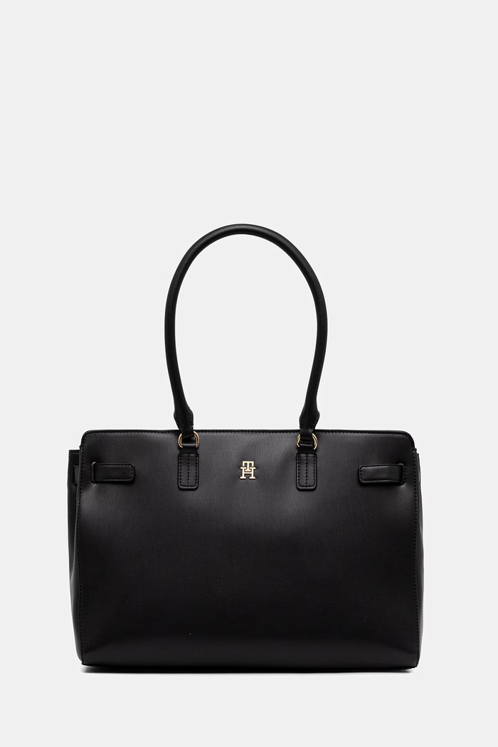 Tommy Hilfiger torebka shopper damska z imitacji skóry czarny AW0AW19069