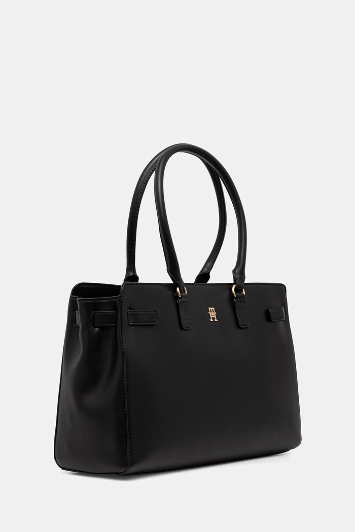 Tommy Hilfiger torebka shopper damska z imitacji skóry AW0AW19069 czarny AW26