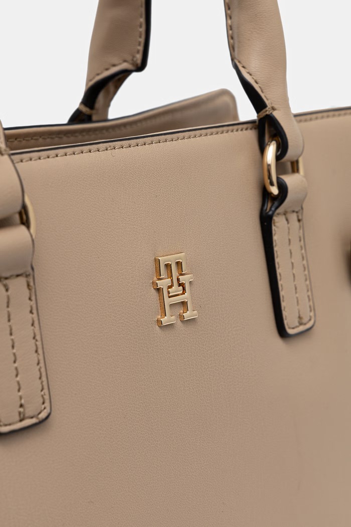 Tommy Hilfiger torebka shopper damska z imitacji skóry beżowy AW0AW19067